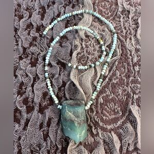 Handmade Peruvian Blue Opal Necklace